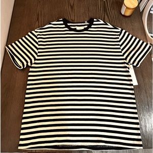 FEAR OF GOD BLACK AND WHITE STRIPED TEE